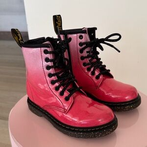 Kids Pink Glitter Boots Dr Martin